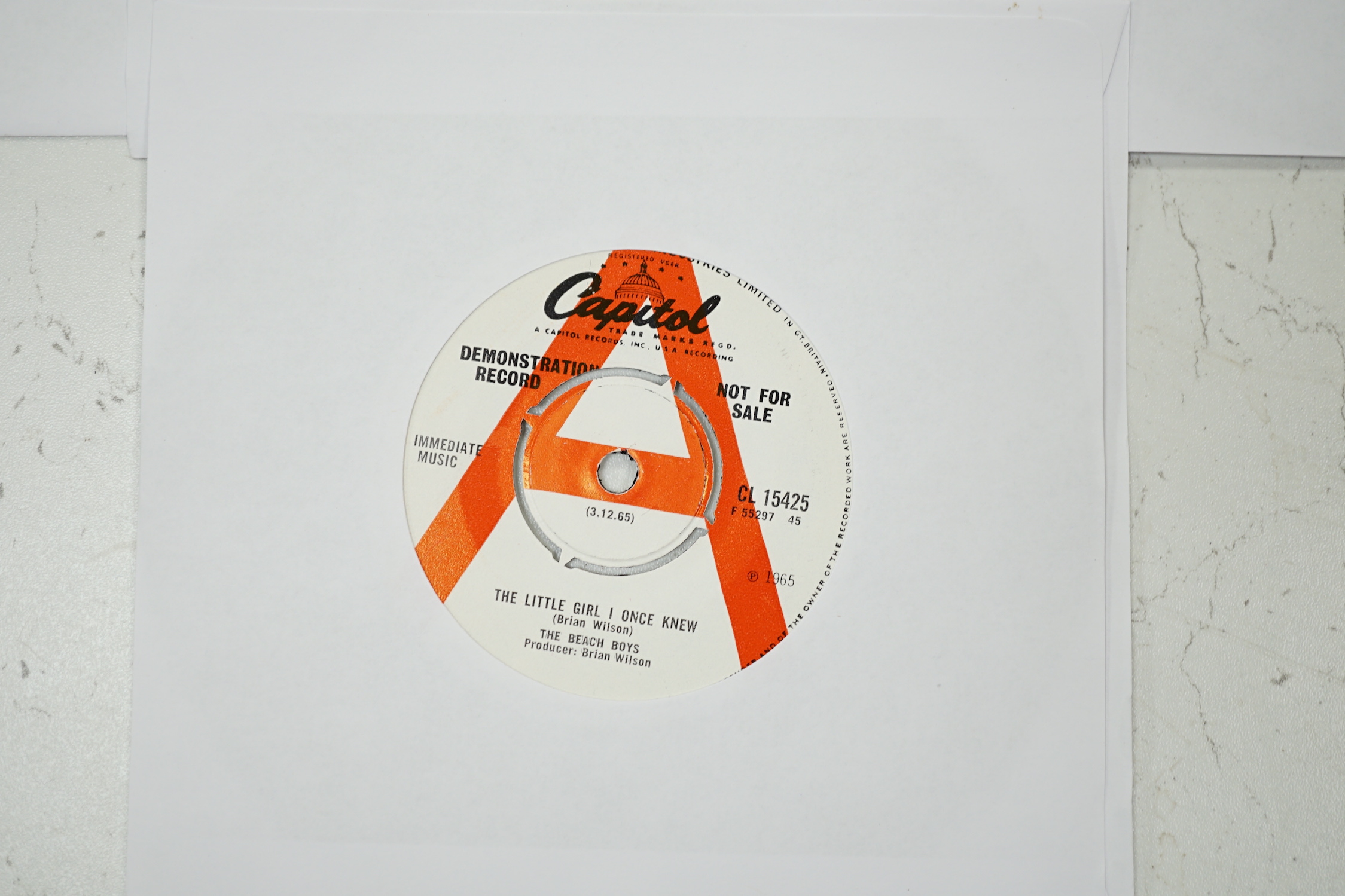 Seven The Beach Boys 7” demonstration singles on Capitol and Cowboy Records labels, all with printed demo labels, four with printed release dates